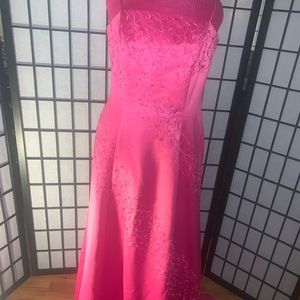 Fuschia strapless gown